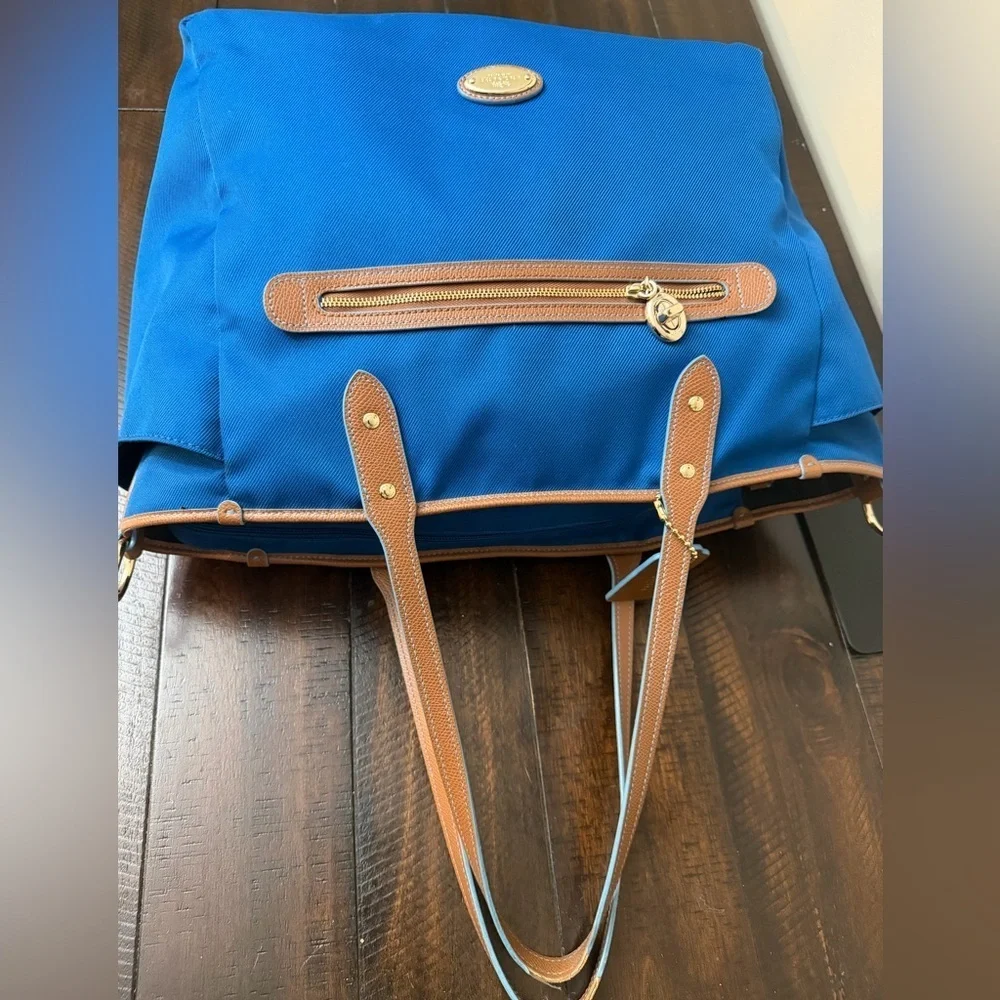 Coach Vibrant Blue and Tan Handbag